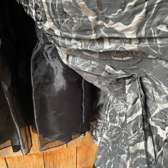 NWT Tracy Reese Silver And Black Rose Print Ballerina Slip Dress in Women's 12 - Picture 11 of 12